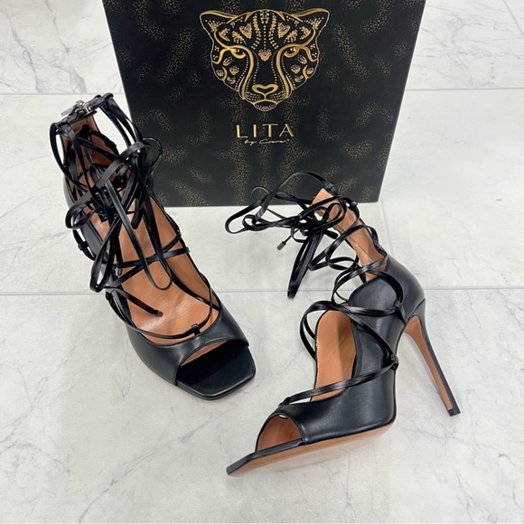 LITA by Ciara Solid Strappy Sandal in Black Size 40 (US 9.5) - Picture 3 of 9